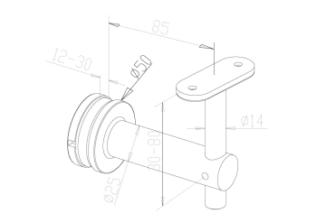 Handrail Brackets - Model 0440 - Flat CAD Drawing